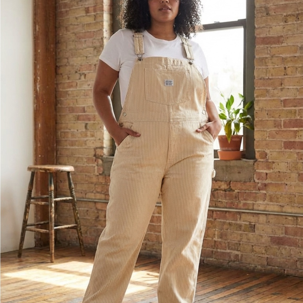 Women's Beige Corduroy Overalls